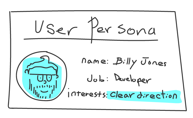 sketch of user persona for a developer