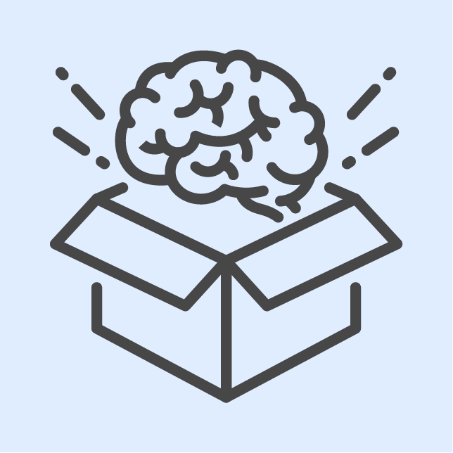 line art of a brain coming out of box