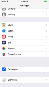 iOS 11 Settings Scrolled